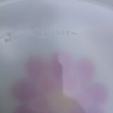 Flat vintage round Arcopal casserole with flowers