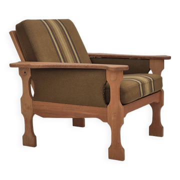 Années 1970, design danois, fauteuil club, d'origine très bon état, tissu en laine d'ameublement.
