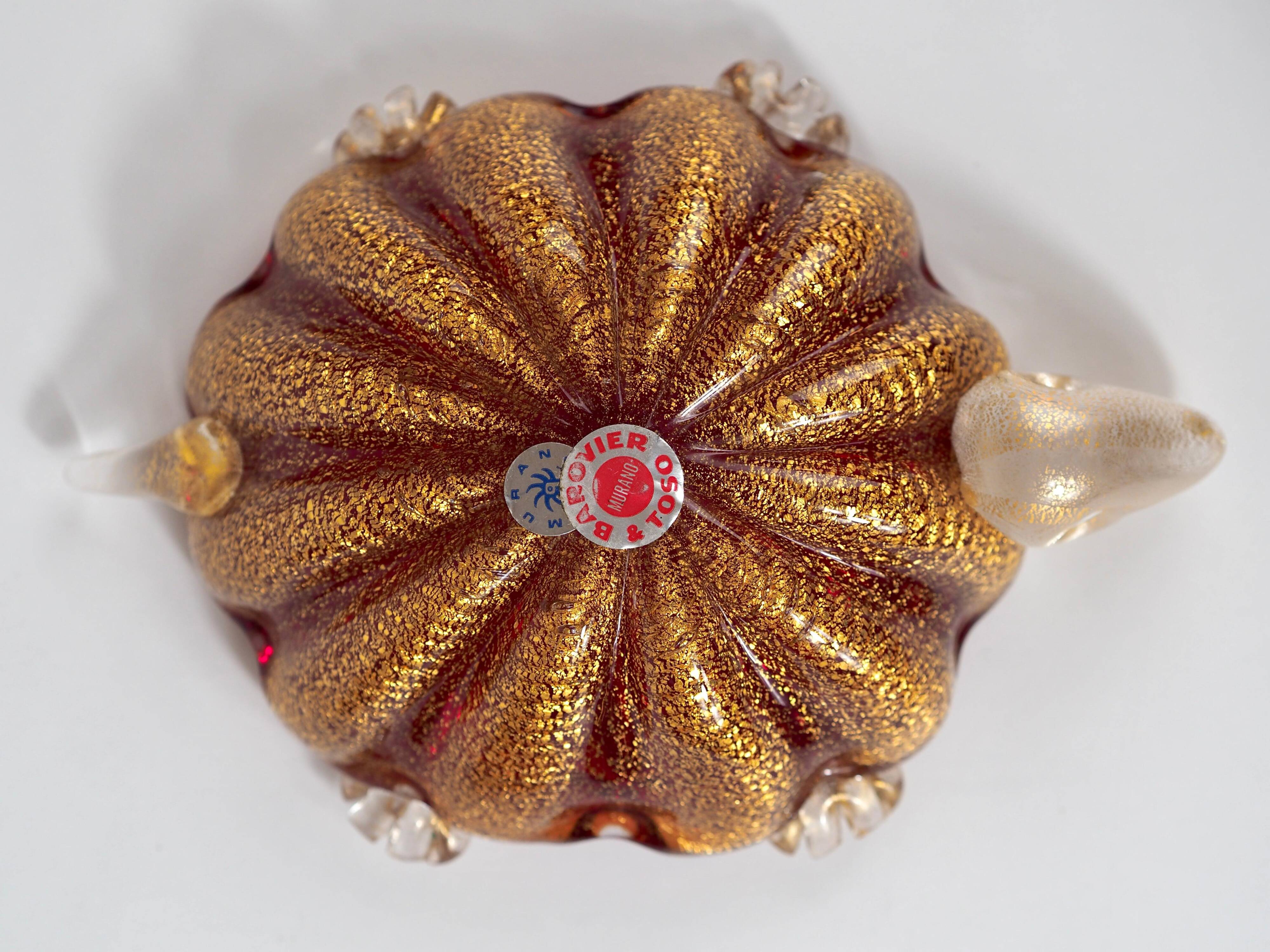 Sculpture de tortue et cendrier en verre de Murano du milieu du siècle par Barovier&Toso