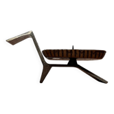 Brutalist Japanese bronze candlestick from the mid-century for Beva, 1960s.