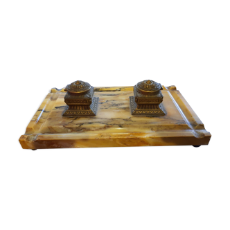 Marble and bronze inkwell
