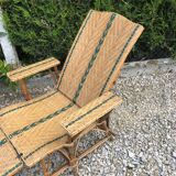Rattan lounger with foot rest