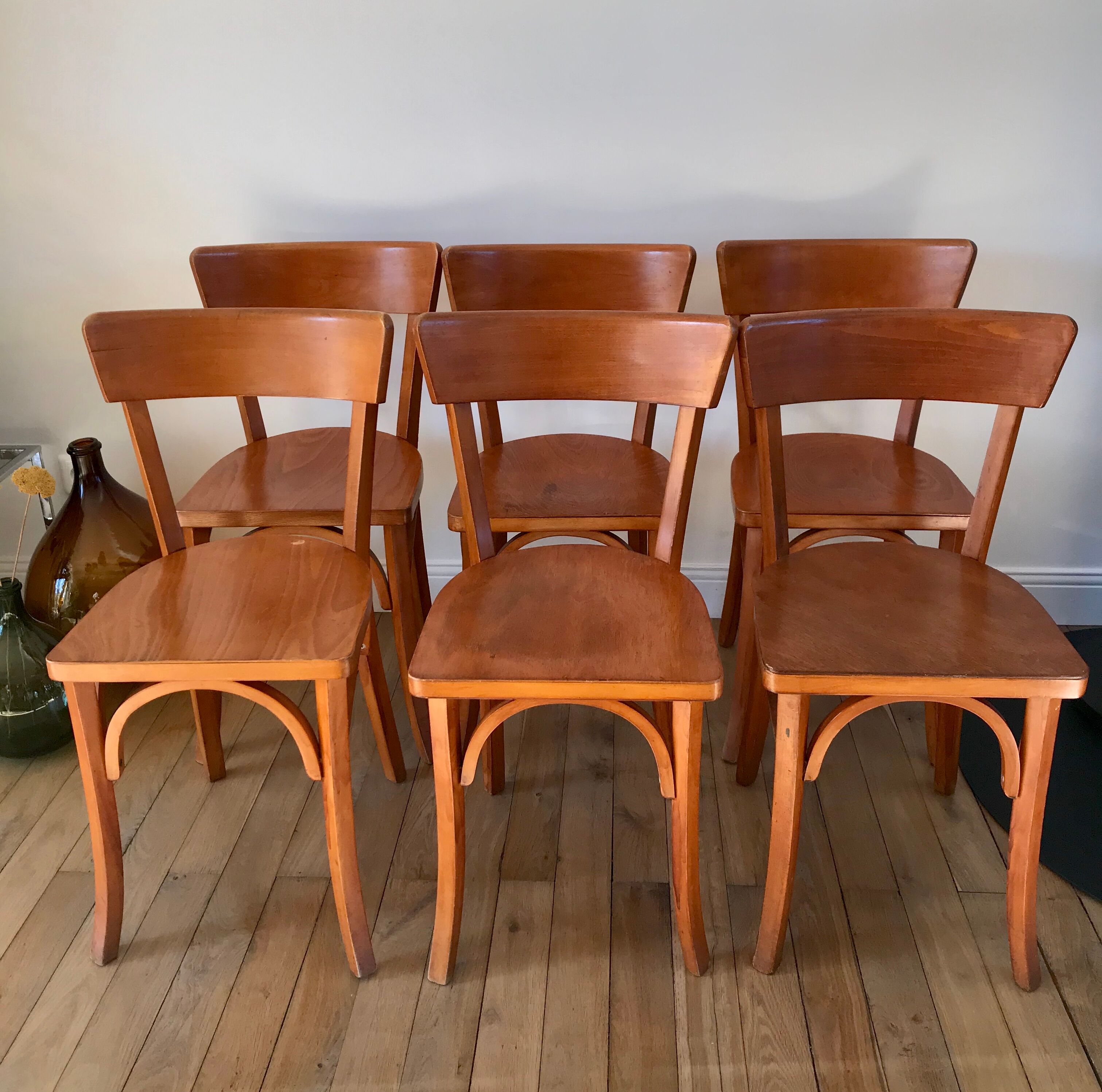 Set of 6 Luterma bistro chairs in beech wood 40-50s