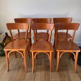 Set of 6 Luterma bistro chairs in beech wood 40-50s