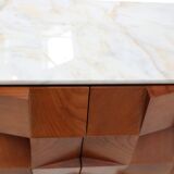 Brutalist Style Sideboard In Solid Wood and Siena Marble