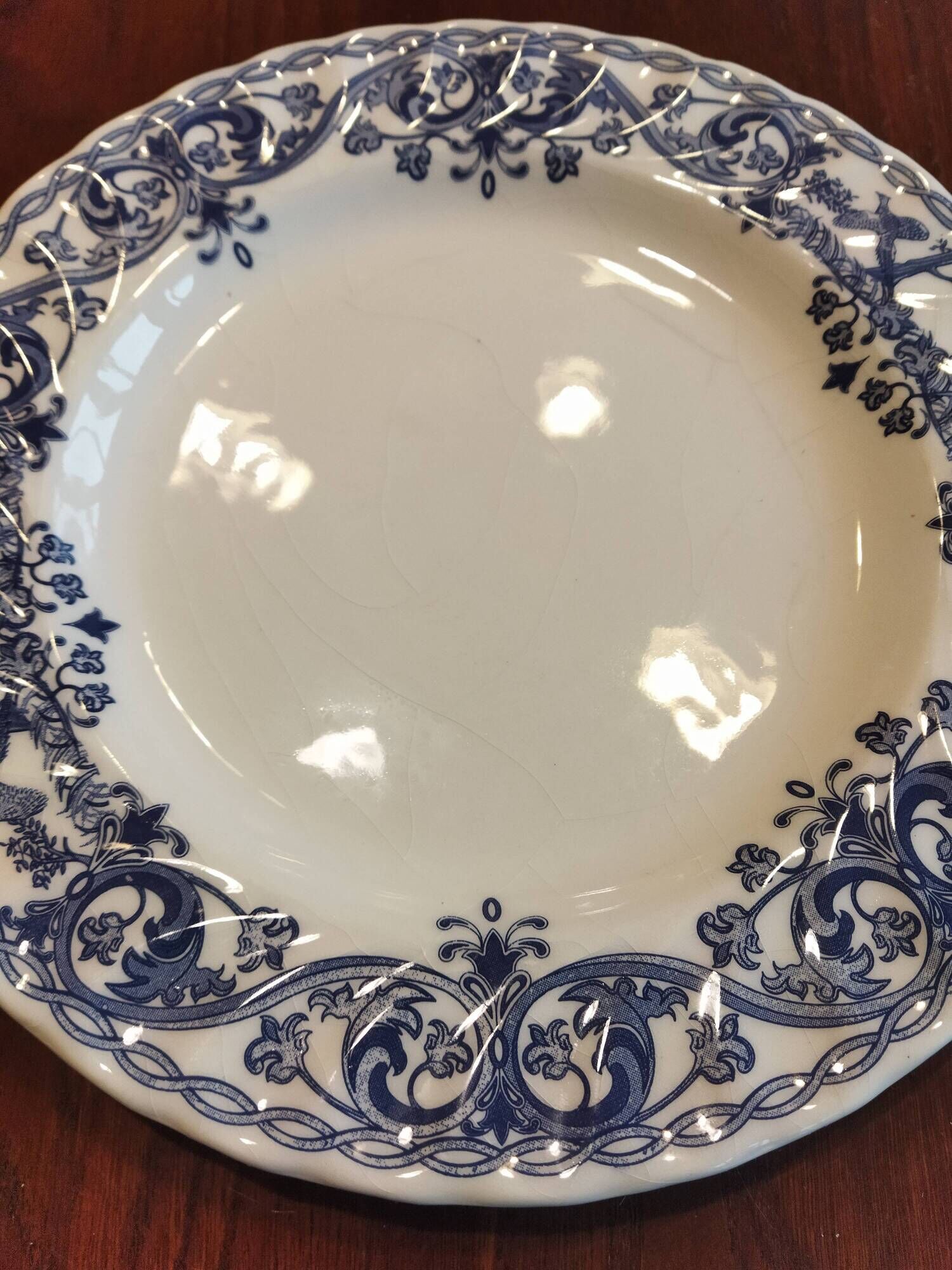 8 blue & white dinner plates (Royal Tudor Gien Lunéville Ceraminter)