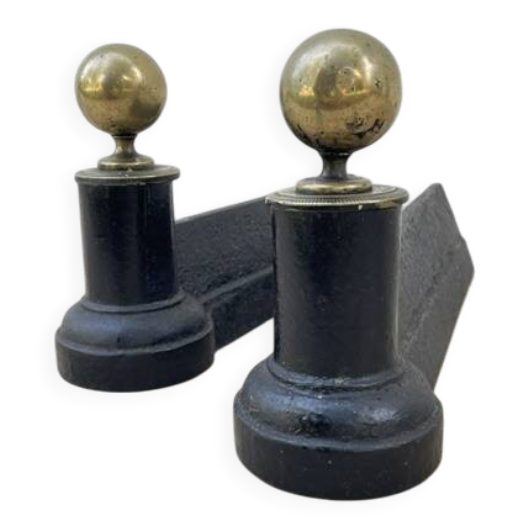 Chenets neoclassical cast iron and brass