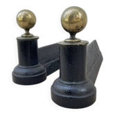 Chenets neoclassical cast iron and brass