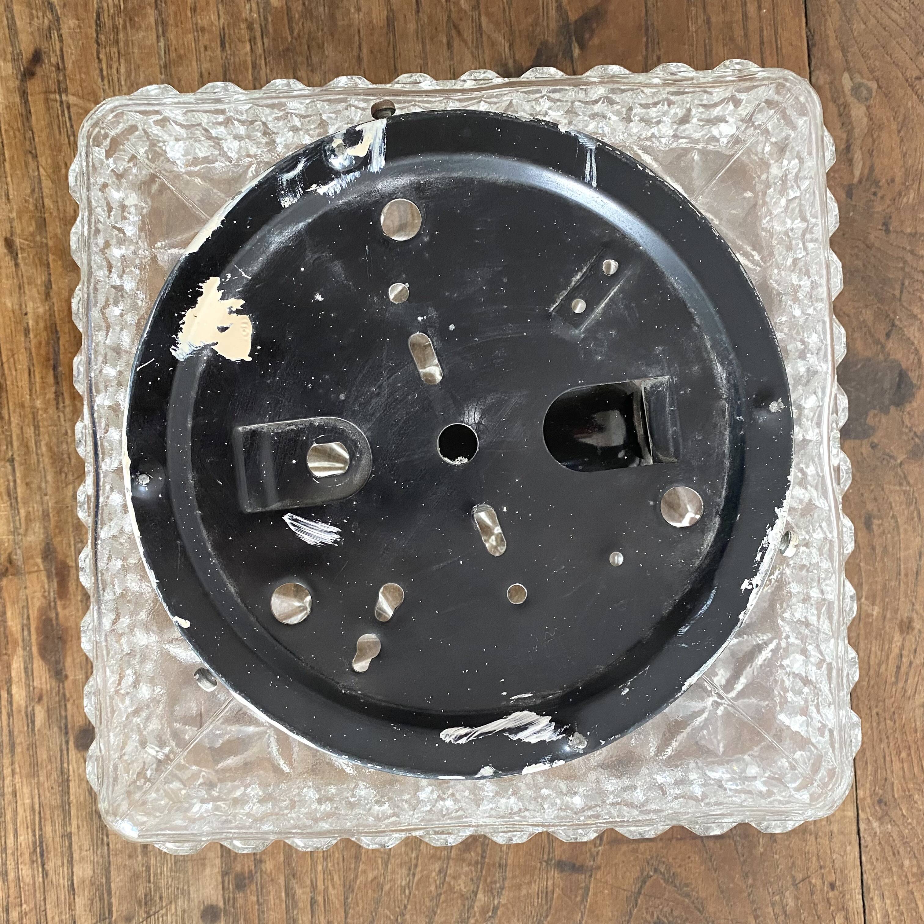 Vintage square molded glass ceiling light