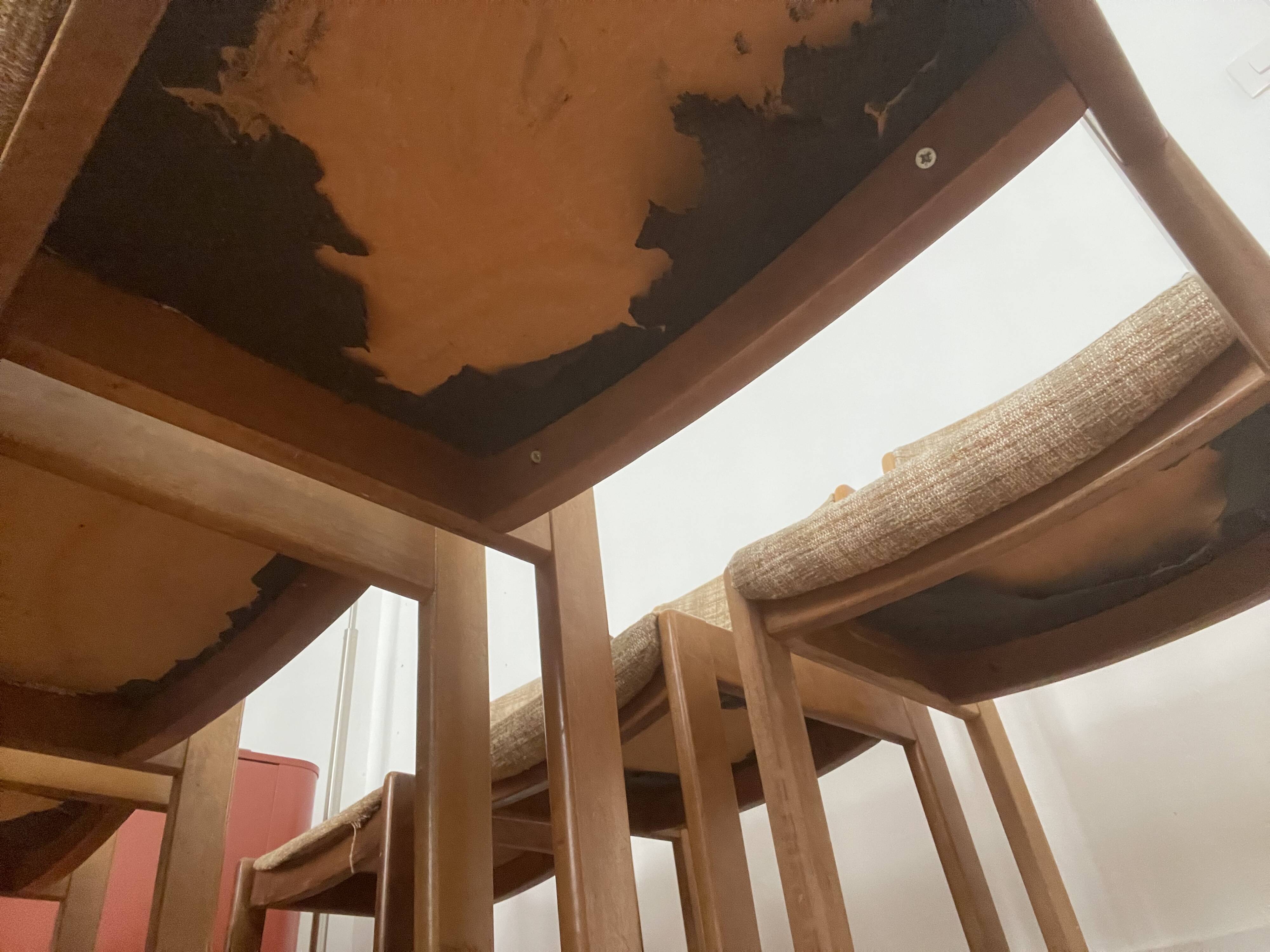 Lot of 6 vintage style Baumann wooden textile chairs.