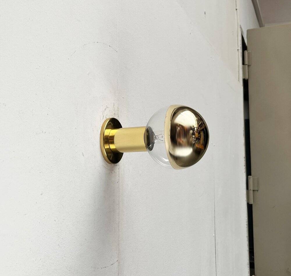 Vintage German Space Age Brass Ceiling Lamp by Motoko Ishii for Staff, 1970s