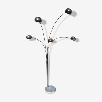 Vintage ARC floor lamp with 5 adjustable chrome arms on marble base