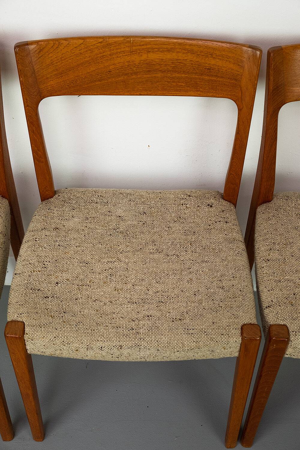 Set of 4 Teak and Wool Dining Chairs by Swegards, Sweden, 1960s