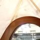Oval hall mirror, wooden frame. Scandinavia 1960s 33x100cm