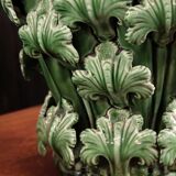 Large green vase from Manises with a leaf design.
