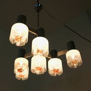 Three-Arm Blown Glass and Metal Chandelier Produced by Mazzega,