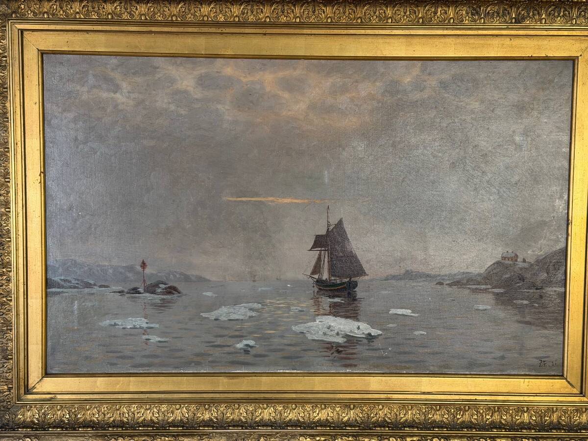 Oil on canvas, "view of an icy sea", monogram and date at the bottom right, P.E 86 for 1886.
