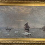 Oil on canvas, "view of an icy sea", monogram and date at the bottom right, P.E 86 for 1886.