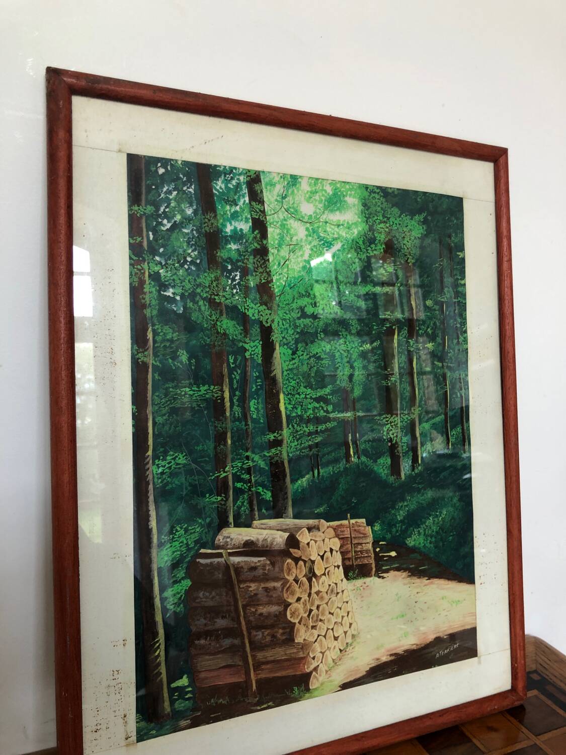 Framed drawing painting Forest