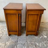 Pair of solid cherry bedside tables empire style