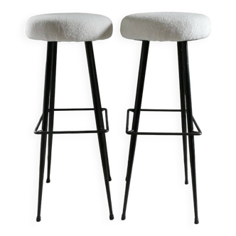 Pair of high metal bar stools, 1960s