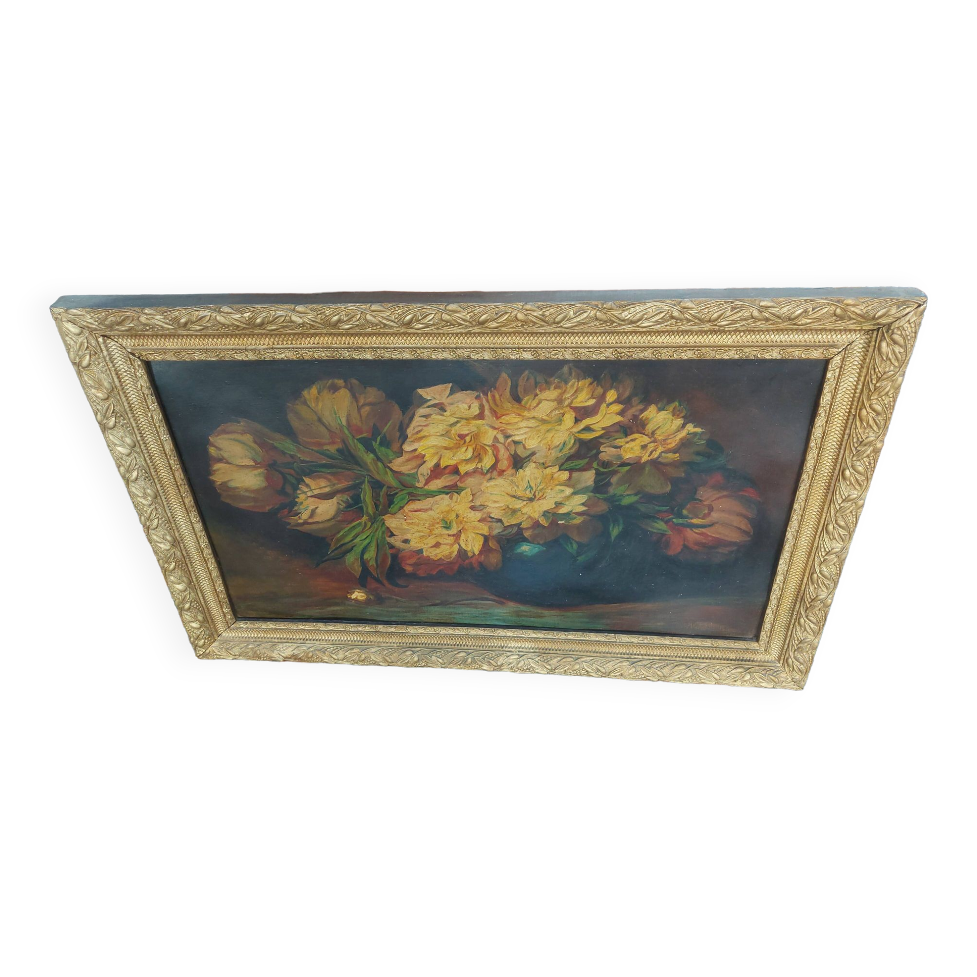 Painting, painting, oil on cardboard bouquet of flowers