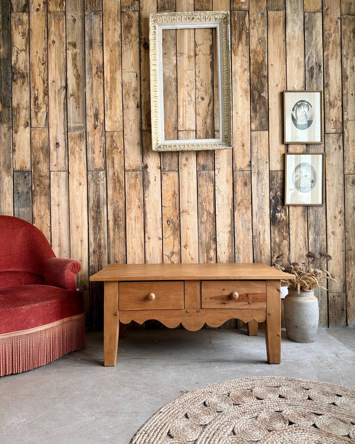 Chic country coffee table in solid pine (renovated)