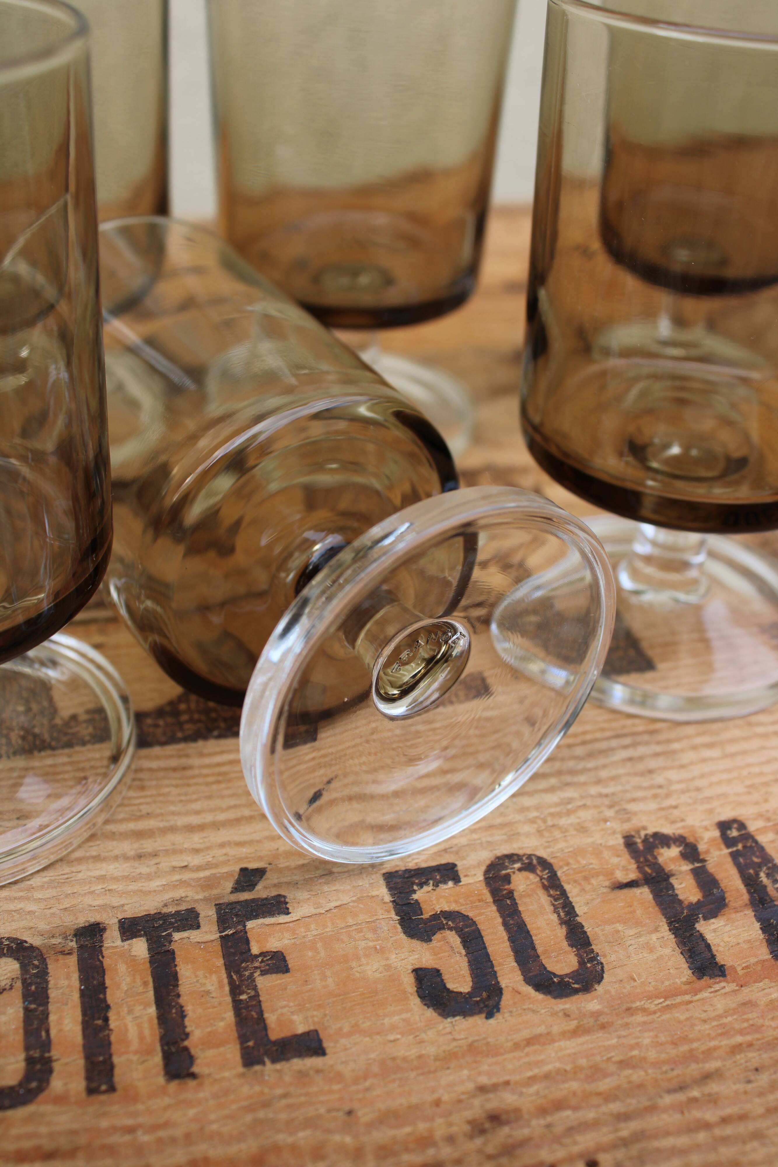 9 Luminarc amber glass wine glasses