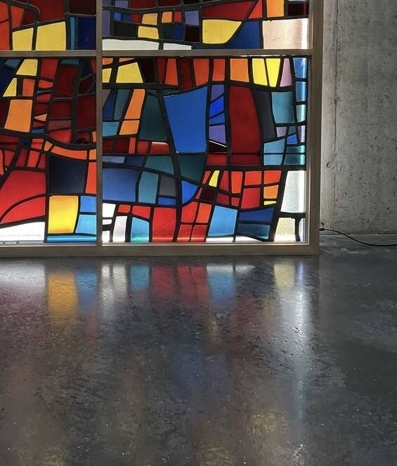 Vitrail  cabinet - Stained Glass 1960