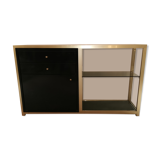Console set and its mirror, black and gold, 80s