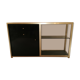 Console set and its mirror, black and gold, 80s