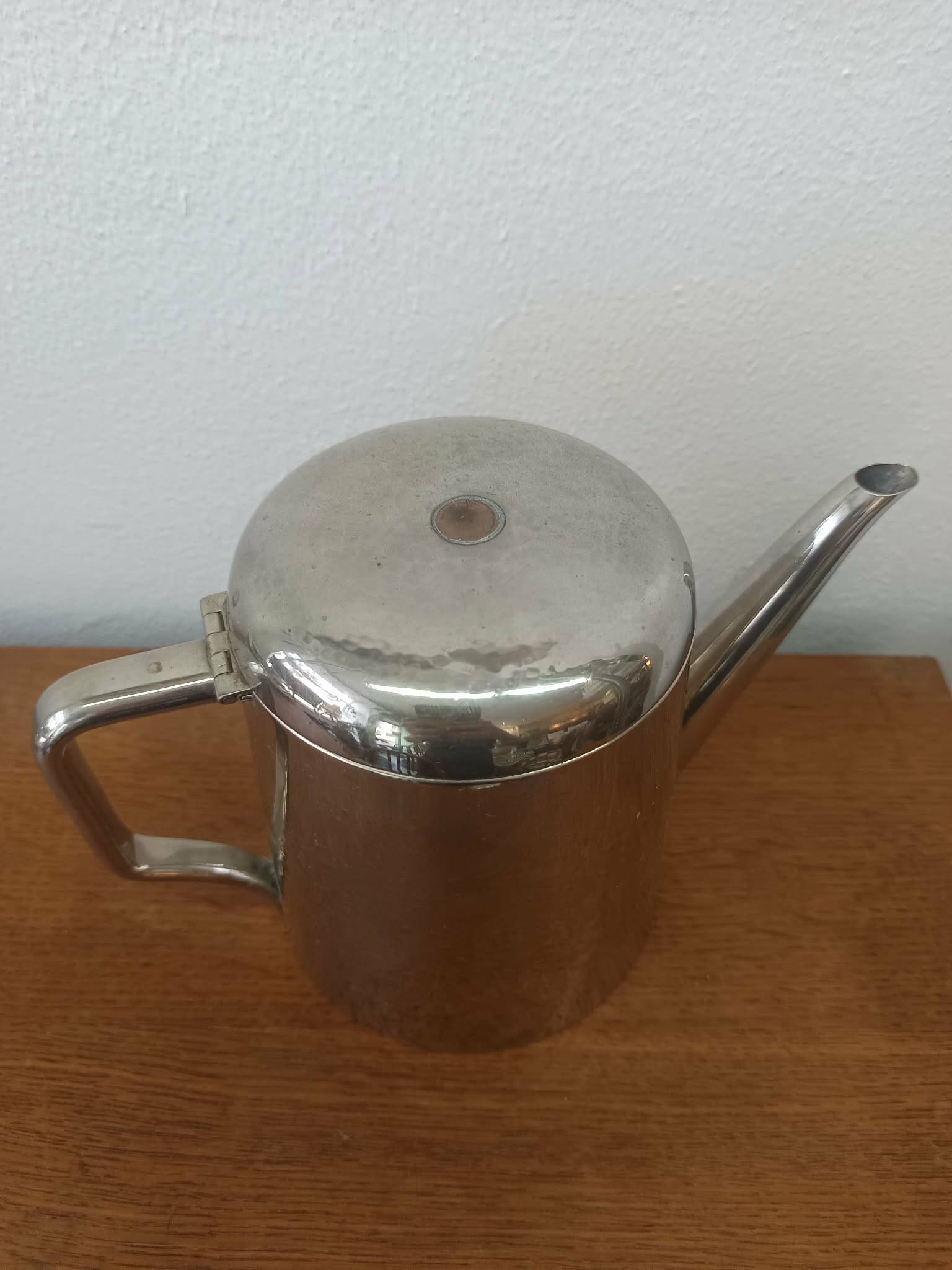 Silver-plated hammered metal teapot Art Deco