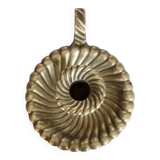 Vintage candle holder in gilded brass - Spiral shell style tray