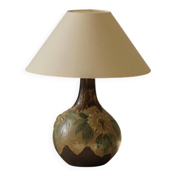 Ceramic table lamp in bio Art Nouveau style, Danish, 1970s.