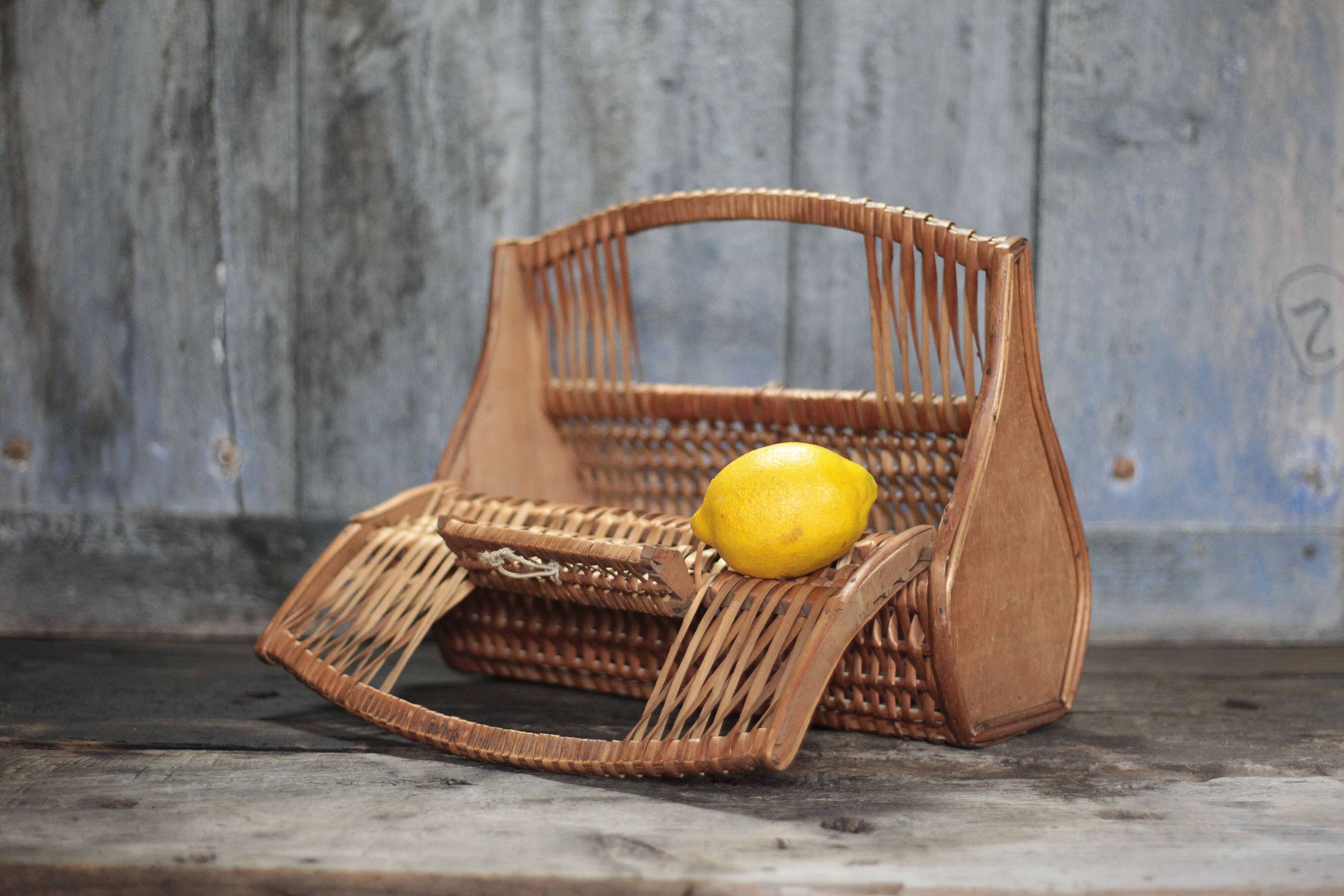 Vintage wicker basket, messenger bag, woven basket, countryside