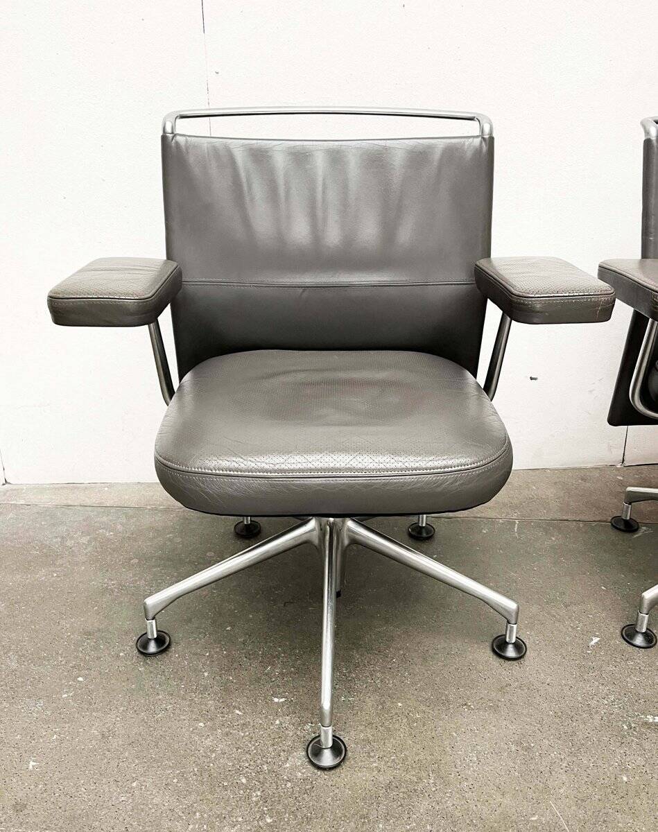 Postmodern swivel chairs model AC2 in leather by Antonio Cittero for Vitra, 1990s, set of 4.