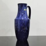 Handle vase West Germany 407-35 in vintage blue ceramic Scheurich 70'S