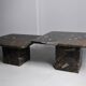 Table basse vintage en pierre fossilisée