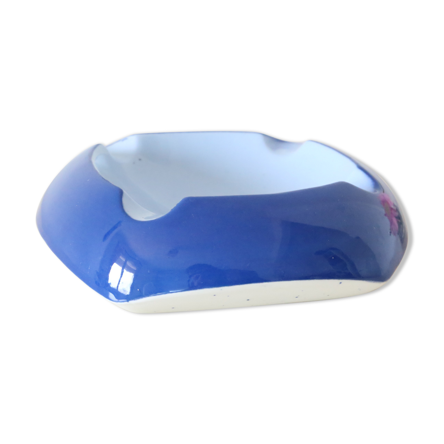 Empty pocket or blue ceramic ashtray, vintage
