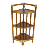 Vintage Bamboo and Wood Corner Shelf - 3 Tiers