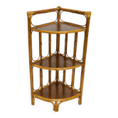 Étagère d’angle en bambou et bois vintage – 3 niveaux