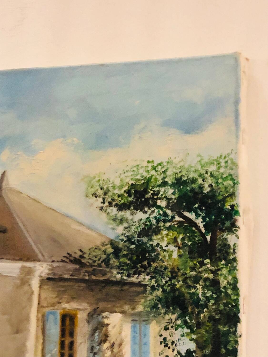 Cottage landscape oil on canvas signed