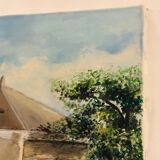 Cottage landscape oil on canvas signed