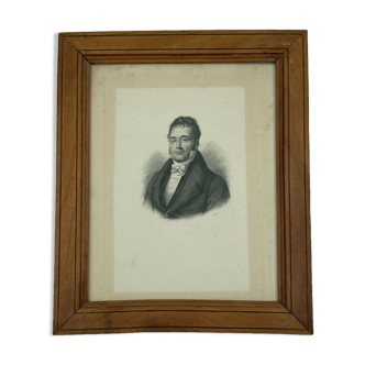 Engraving by the woyf XlX th frame in pitchpin man with frock coat