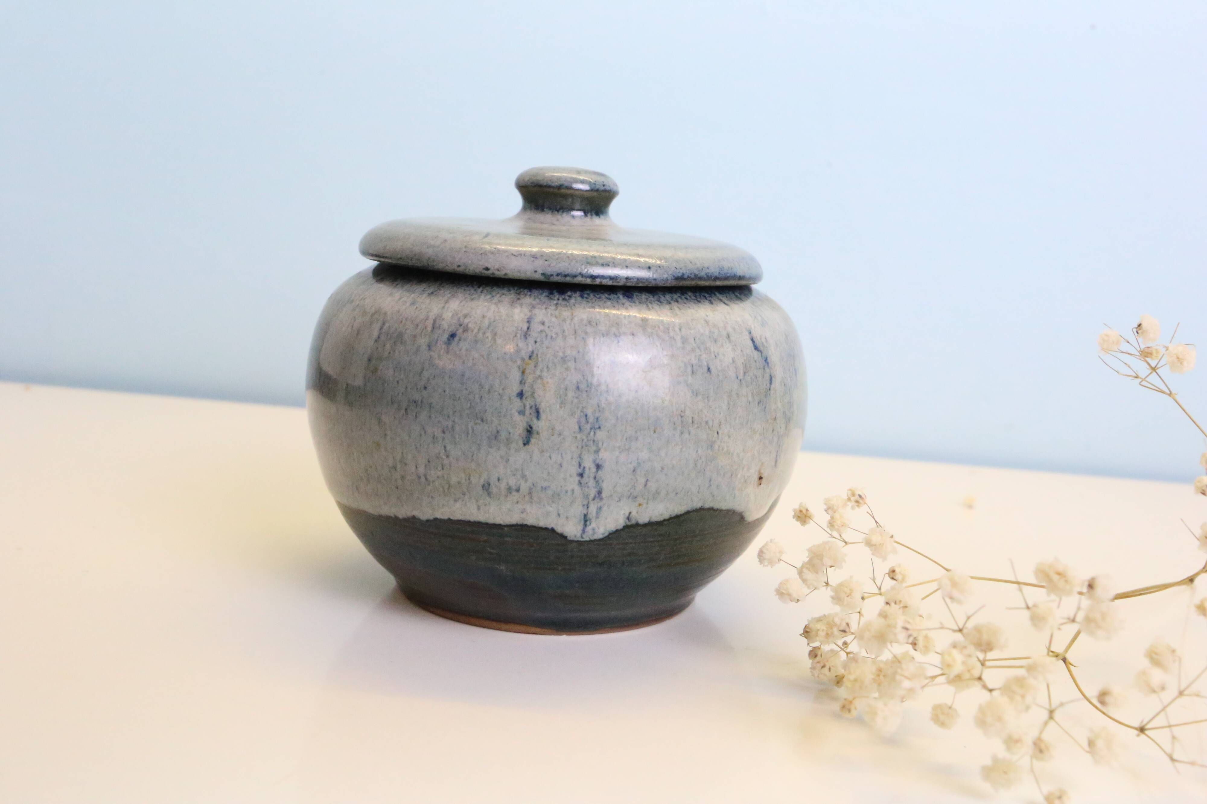 Sugar bowl, vintage pottery, French manufacture