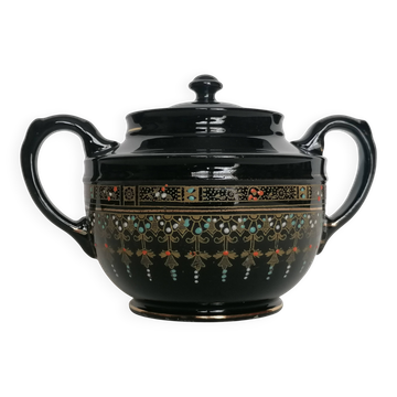 Gibson & Sons Victoria numbered enamelled faience sugar bowl
