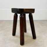 Brutalist chalet-style stool in solid wood