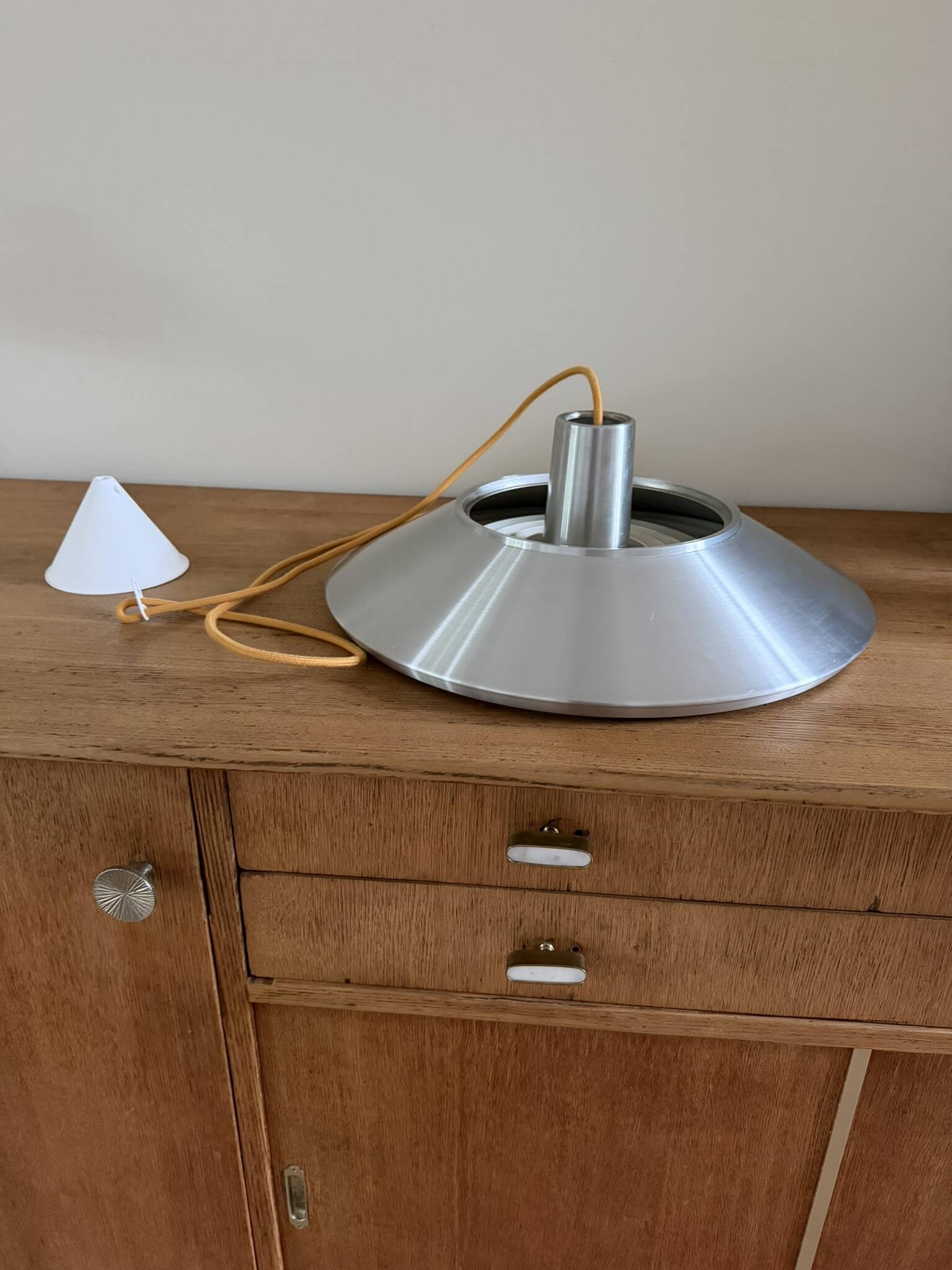 Vintage Danish Nordisk Solar - in style of Louis Poulsen Klassependel - Silver space age lamp
