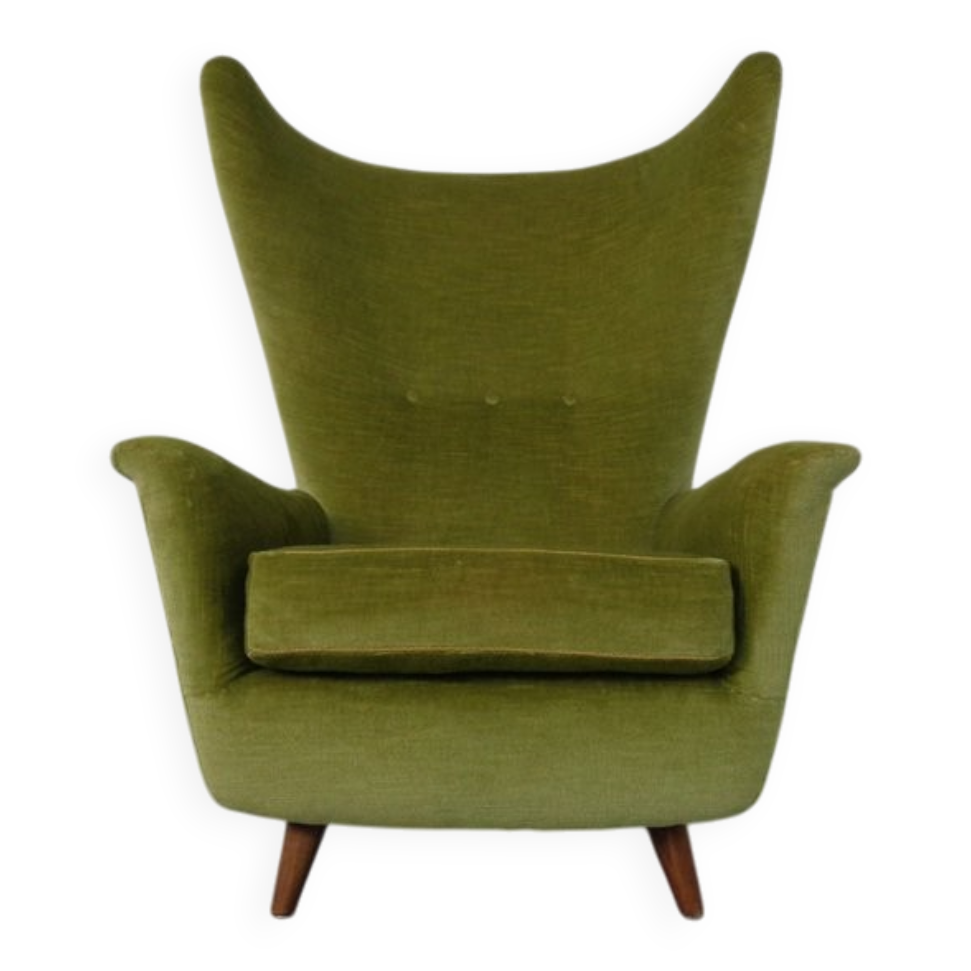 Italian Mohair Wingback Chair, 1950s