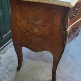 ROSEWOOD COMMODE WITH 2 DRAWERS AND OCHRE MARBLE TOP